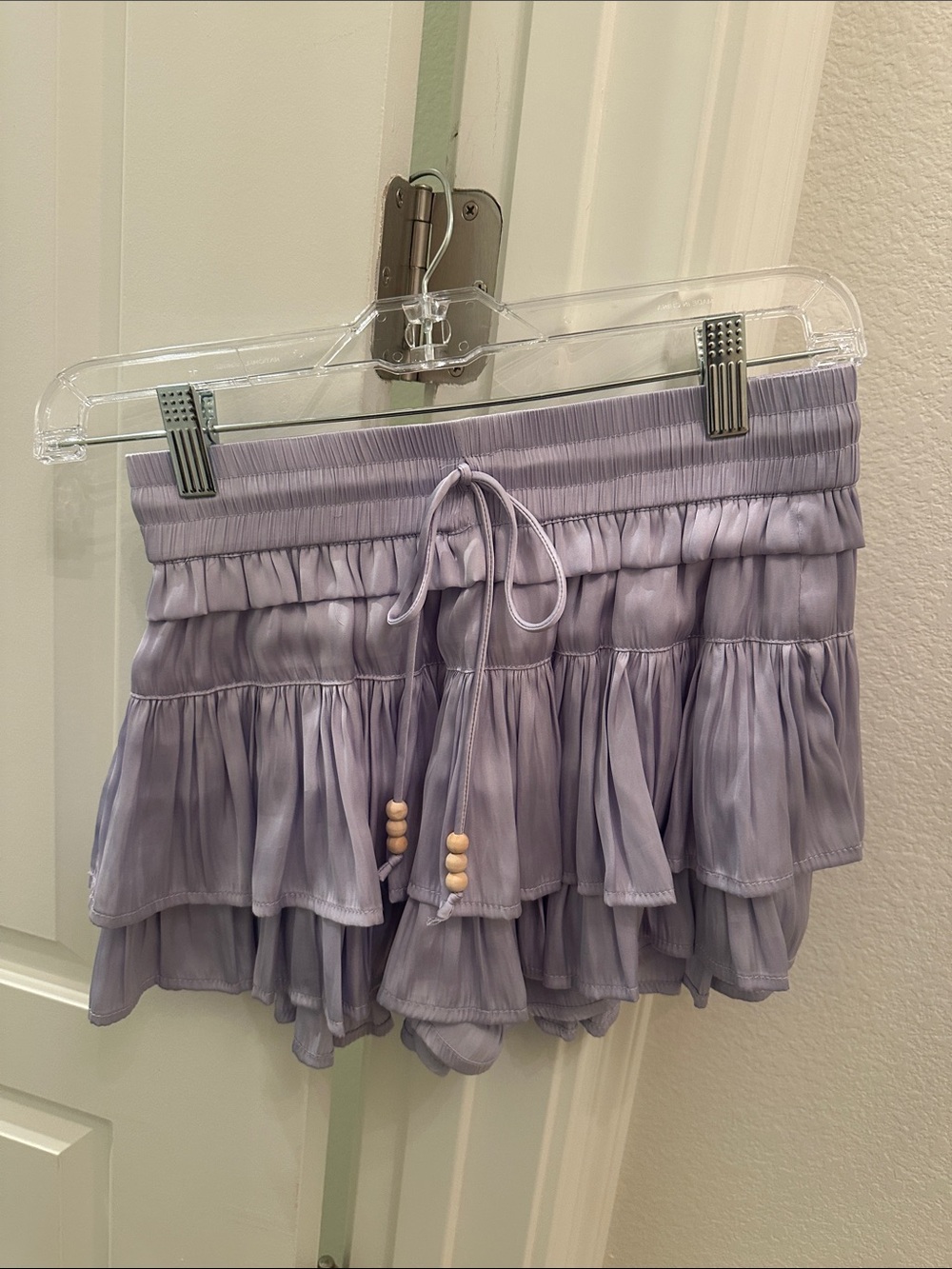 Women's Lavender Tiered Mini Skort with Drawstring